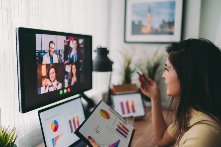 Woman working remotely