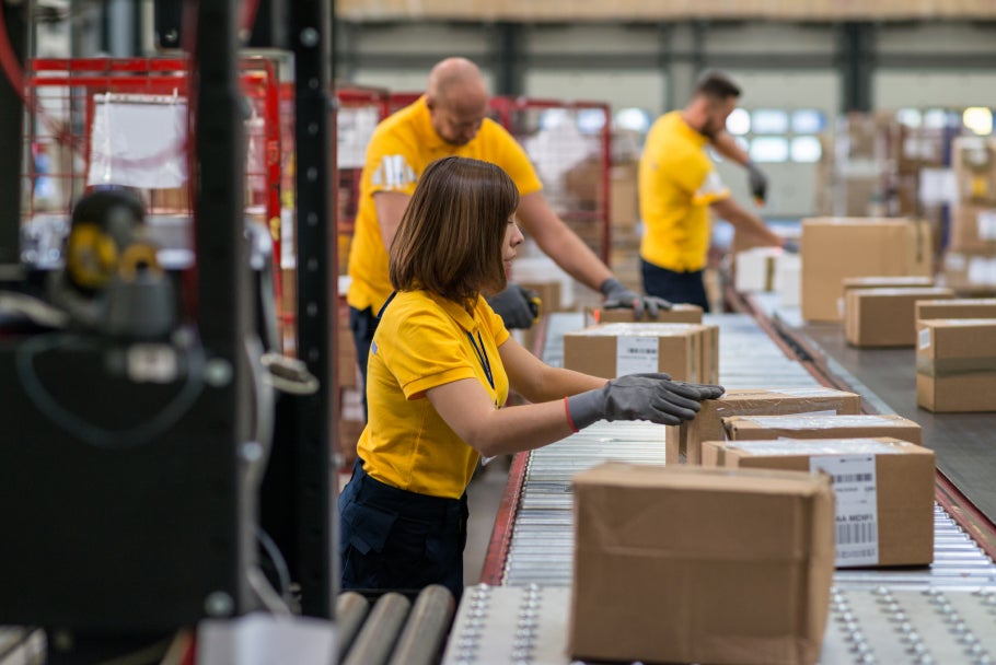 Warehouse Boxes on Conveyor