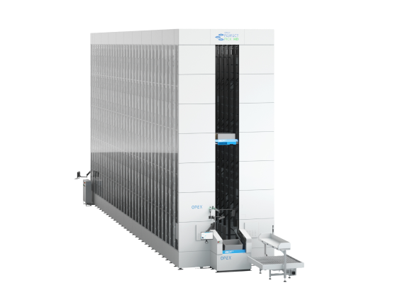 Large automated storage system with robotic arms for efficient inventory management.