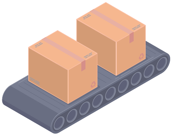 Boxes on a conveyor belt
