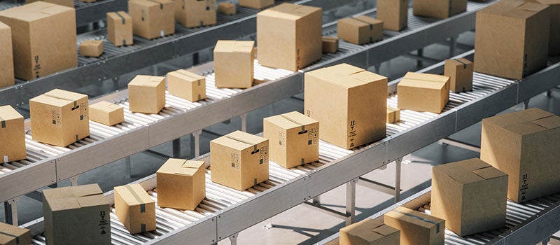 Boxes on a conveyor belt