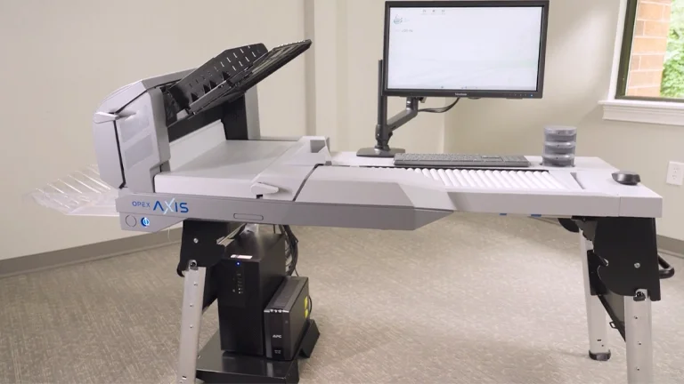 Axis scanner on display in room.